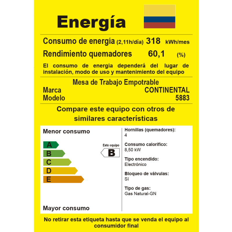 Estufa De Empotrar Vidrio Templado Negro 5883 Gas Natural - Estufas  Continental