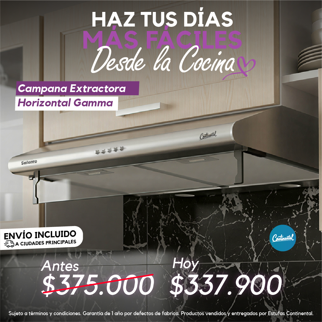 Campana extractora 60cm inox vidrio 7238 Continental
