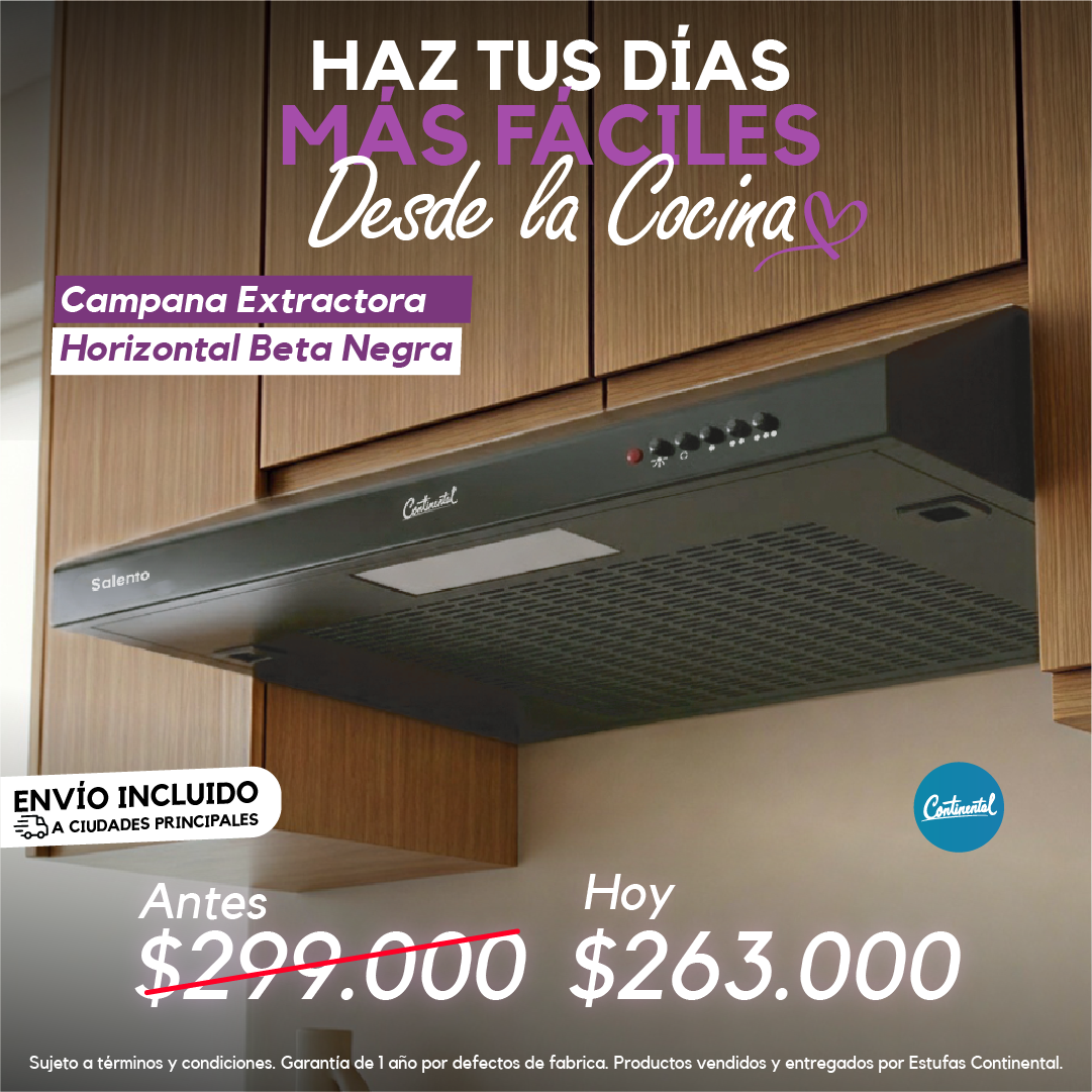 Campana extractora 9393 plana negra Continental